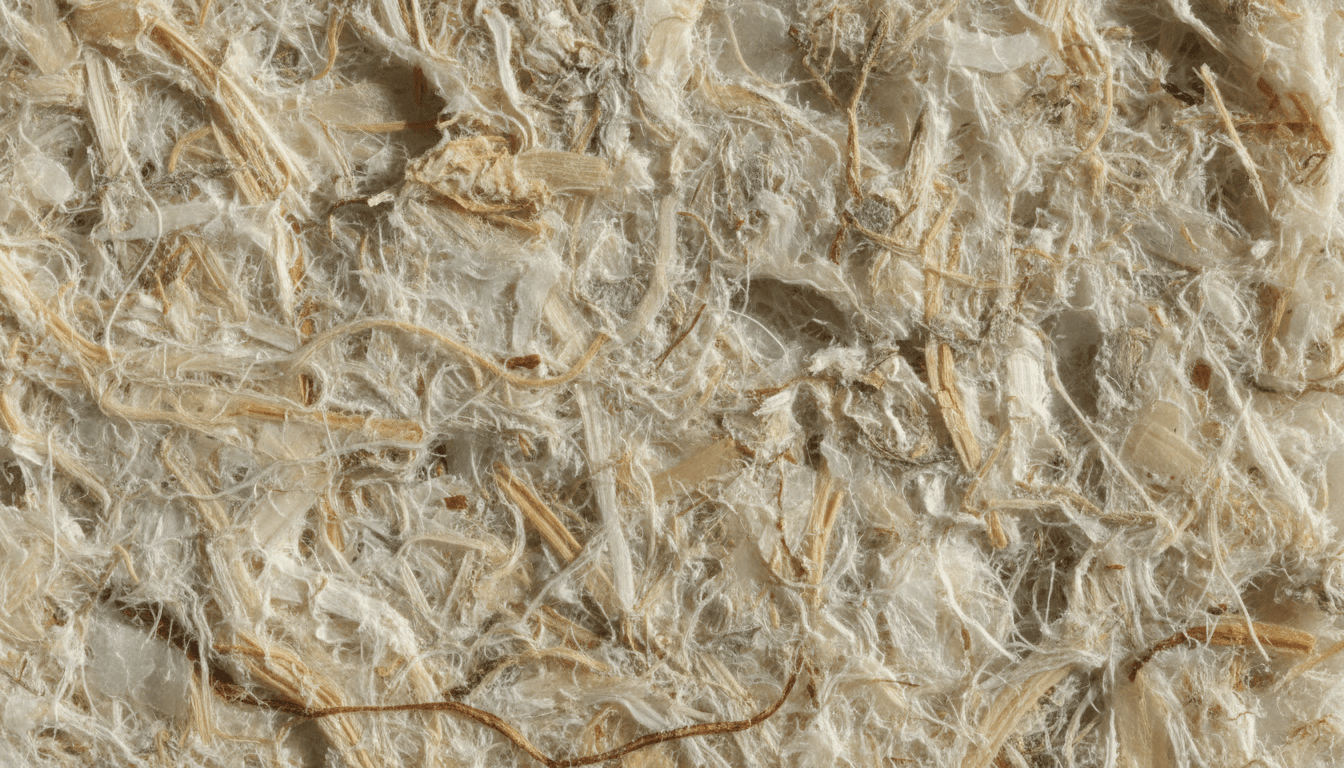 Macro shot of a raw biomaterial surface with visible plant fibers and natural texture