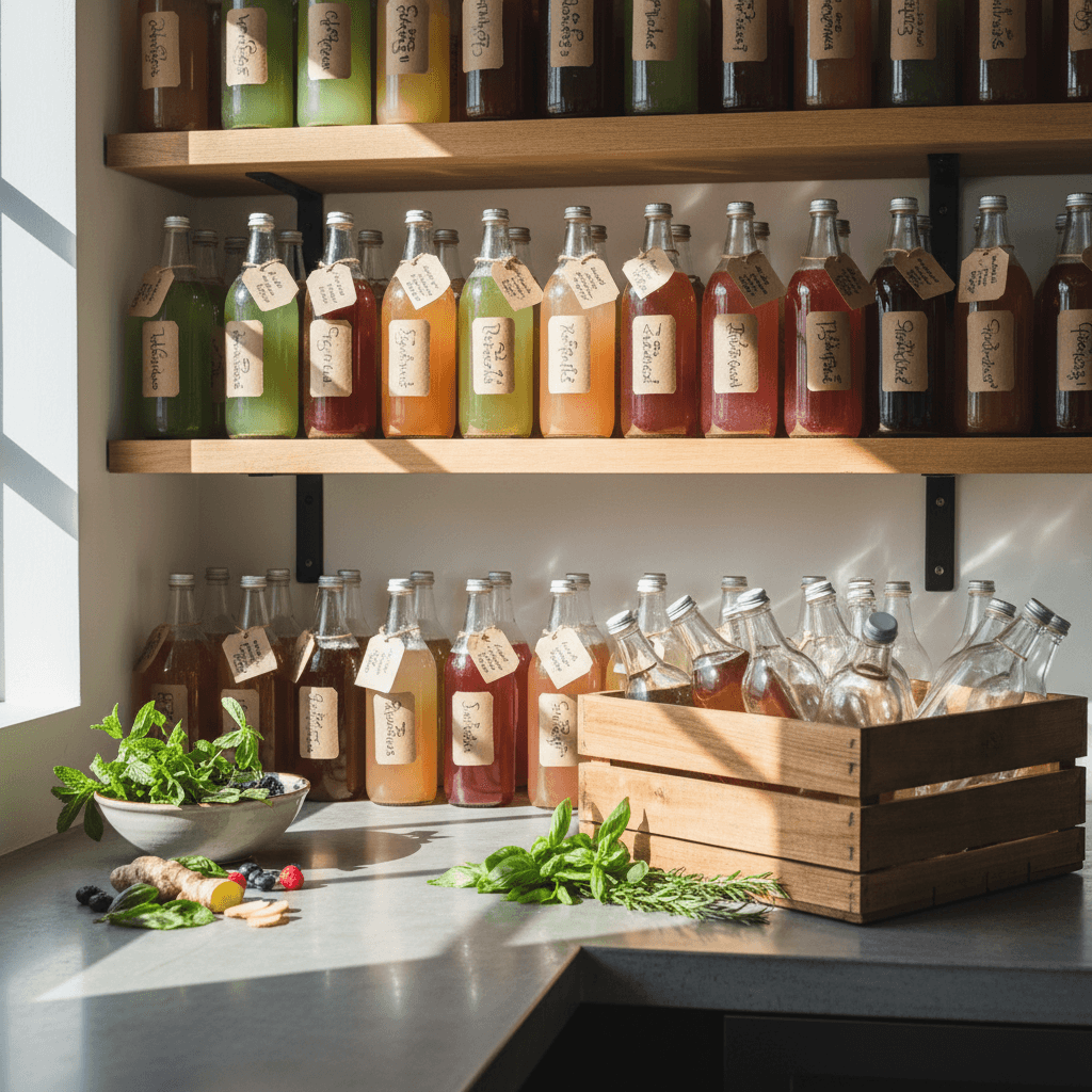 Bouteilles de kombucha artisanal