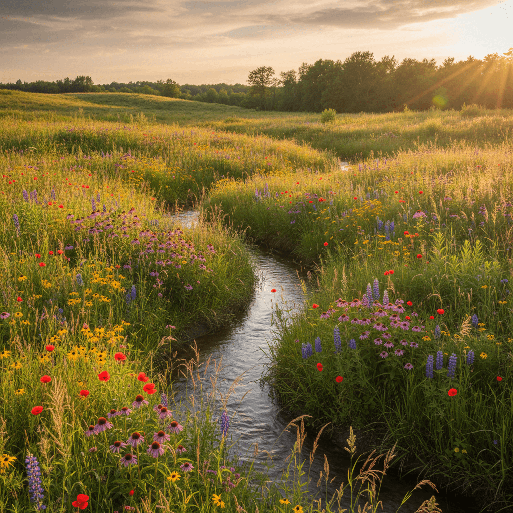 Prairie régénérée en pleine floraison estivale