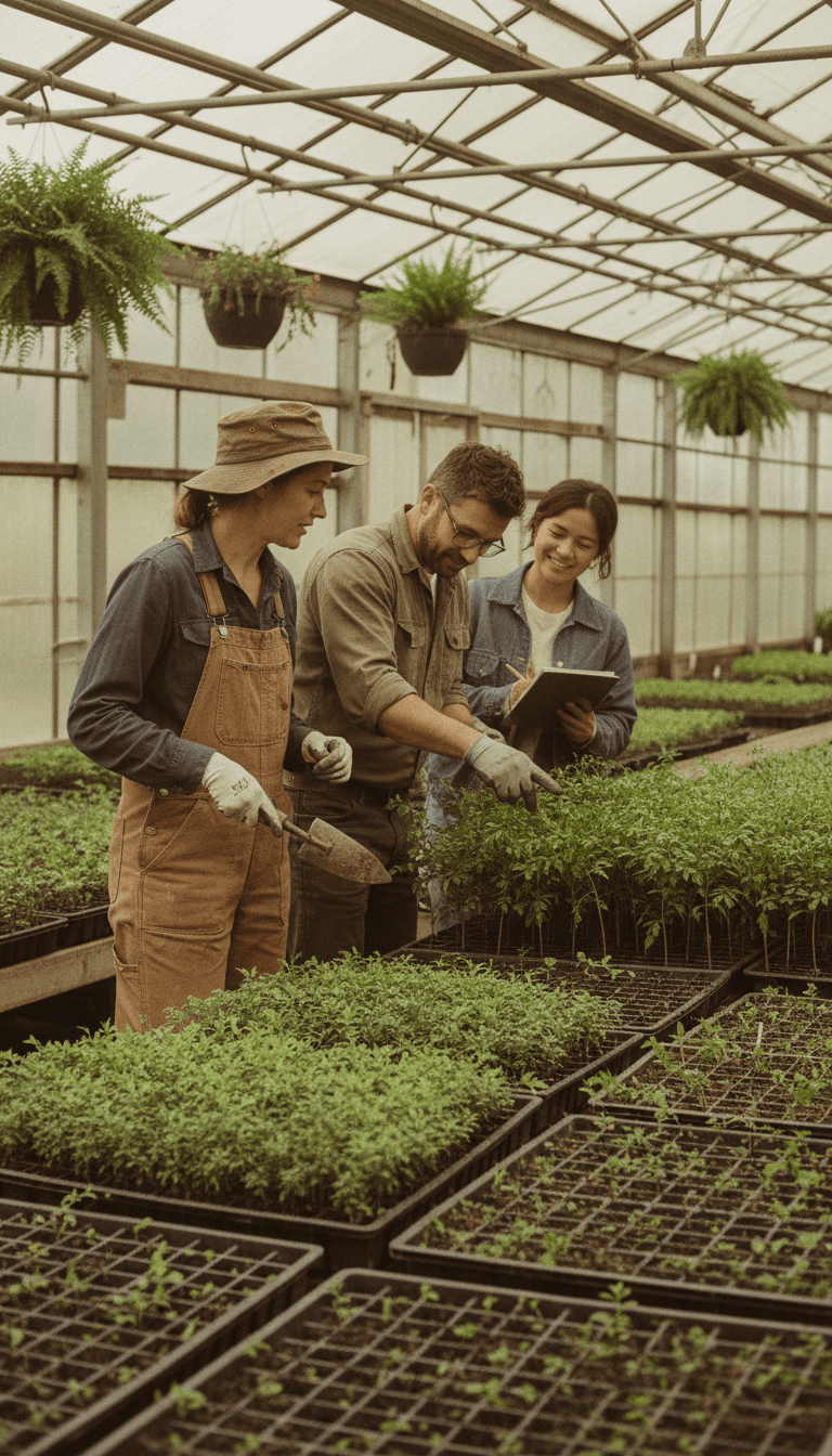Équipe de Nubiyan Ventures sélectionnant des plants en pépinière agroécologique